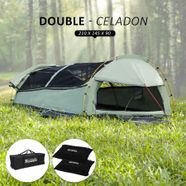 Deluxe Outdoor Camping Canvas Swag Aluminium Poles Tent Double - Celadon