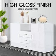 High Gloss 2 Door 3 Drawer Cabinet - White