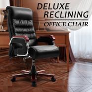 Wooden Executive Office Chair High Back Ergonomic PU Leather Computer Chair Wood Base 