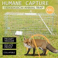 Extra Large Humane Live Animal Trap Cage Possum Cat Dog Rabbit Fox Catch 150x50x55cm