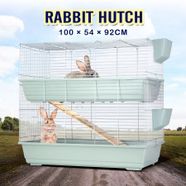 Indoor Rabbit Hutch Cat Cage Bunny Pet Crate Ferret House Small Animal Guinea Pig Metal 2 Levels