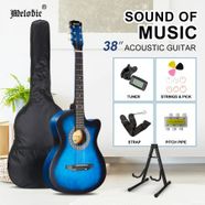 Melodic 38 Inch Wooden Folk Acoustic Guitar Classical Full Size Cutaway Full set Blue