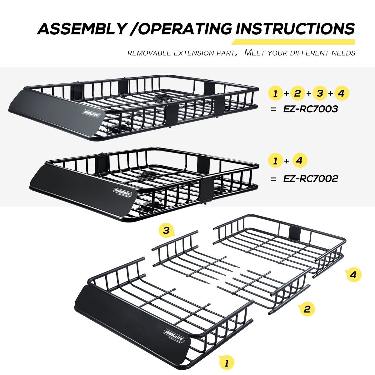 Powdercoated Steel Extralong Car Roof Rack Basket with 6inch Walls Black Crazy Sales