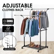 New Double Rail Clothes Garment Rack Adjustable Clothing Organiser