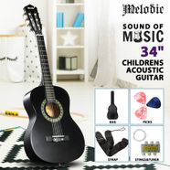 Melodic 34inch Kids Acoustic Guitar 6 Strings Tuner Cutaway Wooden Kids Gift Black