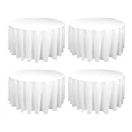 4 Pcs 260cm White Round Fitted Tableclothes Hemmed Edges Trestle Event Wedding