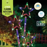 Stockholm Christmas Lights 4pcs LED Solar Stars Multi Color Path Outdoor Garden Xmas Decor