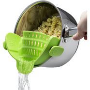 Snap N Strain Strainer, Clip On Silicone Colander, Fits all Pots and Bowls - Lime Green