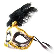 Venetian Masquerade Costume Fancy Dress Mask in Black, Gold and Silver