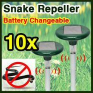 Free shipping! 10 x Solar Powered Snake Pest Repellent  Repeller with LED Light & Changeable Battery