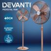 Devanti Metal Pedestal Fan Vintage Portable Fans Oscillating Tilt Chrome 3 Speed Copper