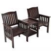 Gardeon Outdoor Garden Bench Loveseat Wooden Table Chairs Patio Furniture Charcoal