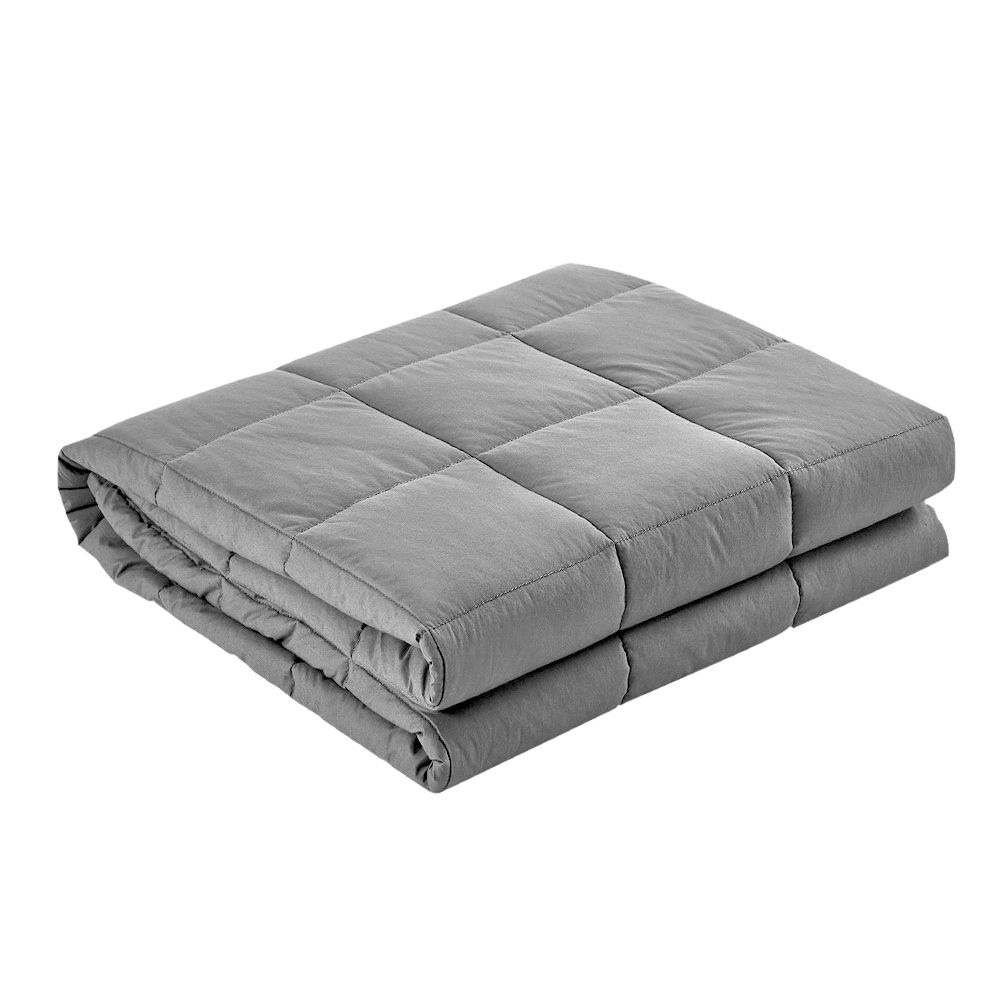 Giselle Bedding 2.3KG Cotton Weighted Gravity Blanket Snuggle Deep Sleep Relax Light Grey