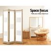 Artiss 3 Panel Room Divider Privacy Screen Wood Fabric Foldable Stand White Natural