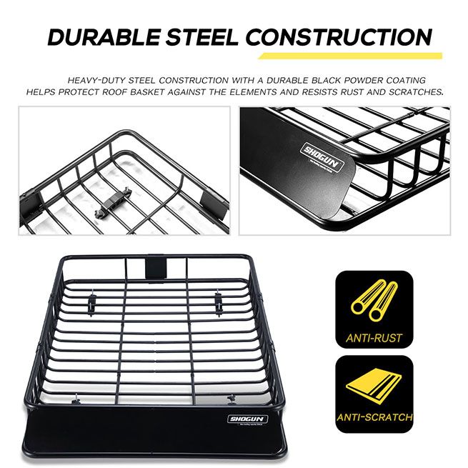 Powdercoated Steel Extralong Car Roof Rack Basket with 6inch Walls Black Crazy Sales
