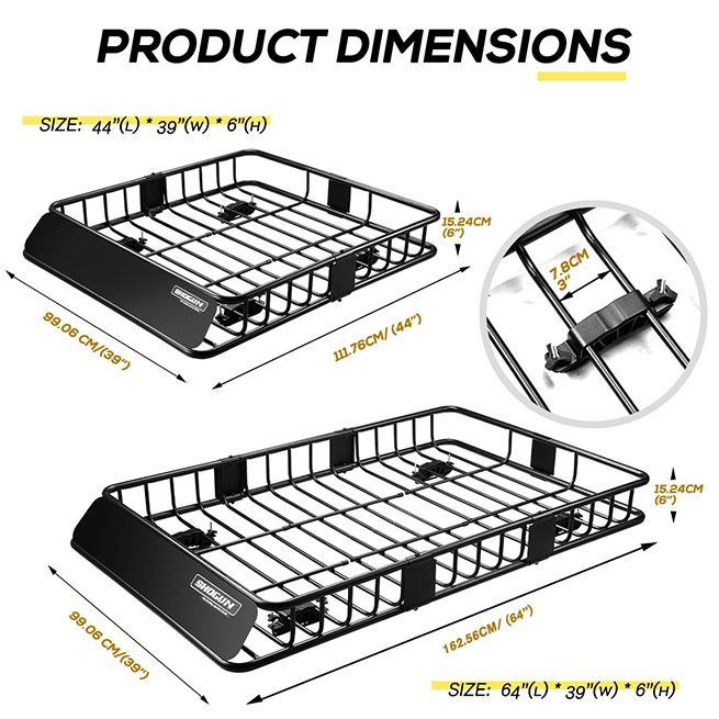 Powdercoated Steel Extralong Car Roof Rack Basket with 6inch Walls Black Crazy Sales