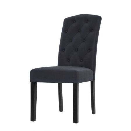 Artiss 2x Dining Chairs French, Black Fabric High Back Dining Chairs
