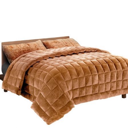 Giselle Bedding Faux Mink Quilt Comforter Fleece Throw Blanket