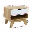 Artiss Bedside Table 1 Drawer with Shelf - IKER White & Oak