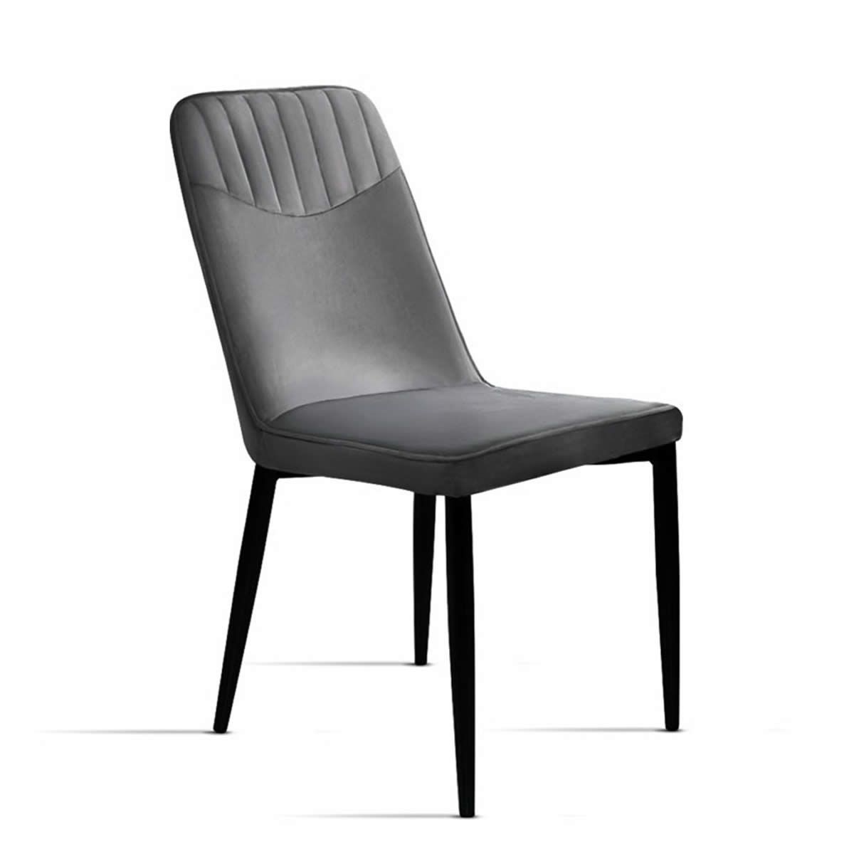 Artiss 2x Dining Chairs Retro Chair Replica New metal Legs High Back Velvet Grey