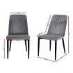 Artiss 2x Dining Chairs Retro Chair Replica New metal Legs High Back Velvet Grey