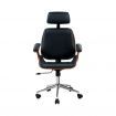 Artiss Wooden Office Chair Leather Seat Black