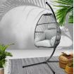 Gardeon Outdoor Egg Swing Chair Wicker Rope Furniture Pod Stand Cushion Grey