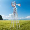 Garden Windmill 8FT 245cm Metal Ornaments Outdoor Decor Ornamental Wind Will