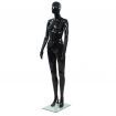 Full Body Female Mannequin with Glass Base Glossy Black 175 cm