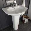 Freestanding Basin with Pedestal Ceramic White 650x520x200 mm