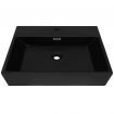 Basin with Faucet Hole Ceramic Black 60.5x42.5x14.5 cm