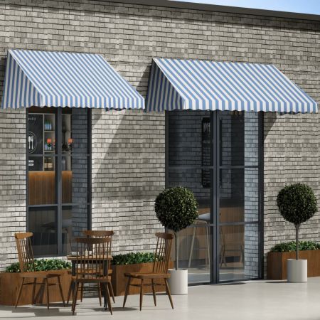 Bistro Awning 200x120 cm Blue and White