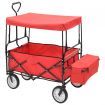 Folding Hand Trolley with Canopy Steel Red