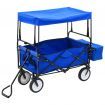 Folding Hand Trolley with Canopy Steel Blue