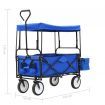 Folding Hand Trolley with Canopy Steel Blue