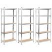 Storage Shelves 3 pcs Silver 75x30x172 cm Steel and MDF