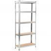 Storage Shelves 3 pcs Silver 75x30x172 cm Steel and MDF