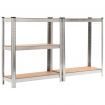 Storage Shelves 3 pcs Silver 75x30x172 cm Steel and MDF