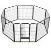 Dog Playpen 8 Panels Steel 80x80 cm Black