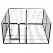 Dog Playpen 8 Panels Steel 80x80 cm Black