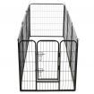 Dog Playpen 8 Panels Steel 80x80 cm Black