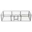 Dog Playpen 8 Panels Steel 80x60 cm Black