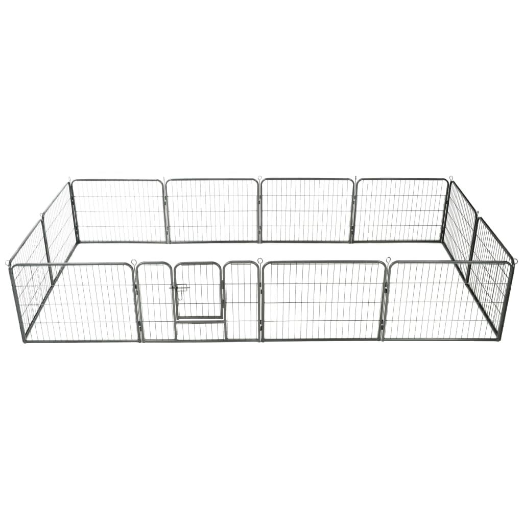 Dog Playpen 12 Panels Steel 80x60 cm Black