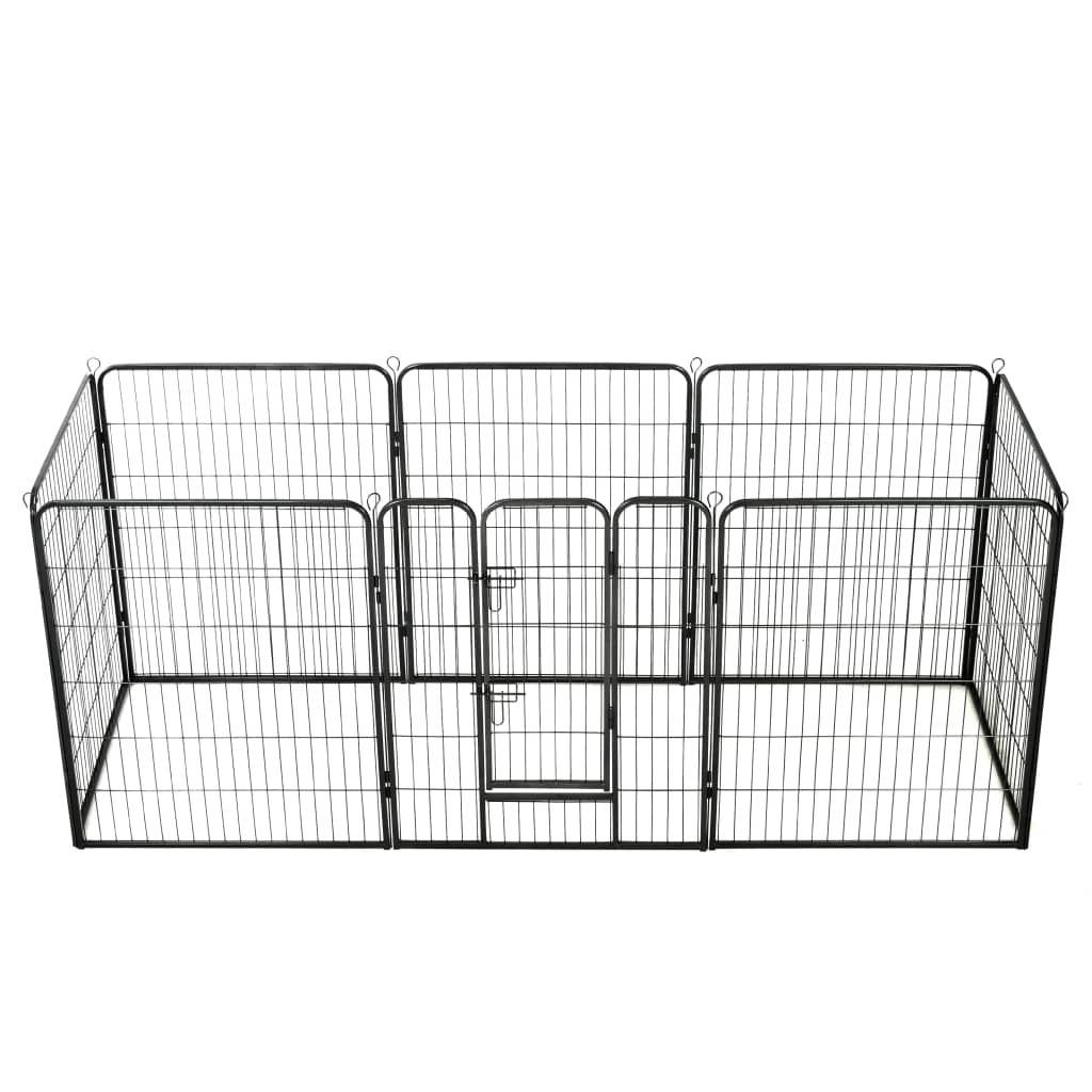 Dog Playpen 8 Panels Steel 80x100 cm Black