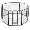 Dog Playpen 8 Panels Steel 80x100 cm Black