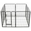 Dog Playpen 8 Panels Steel 80x100 cm Black