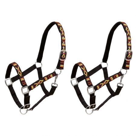 Head Collars 2 pcs for Horse Nylon Size Pony Black
