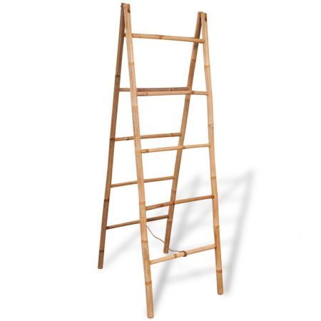 Double Towel Ladder with 5 Rungs Bamboo 50x160 cm