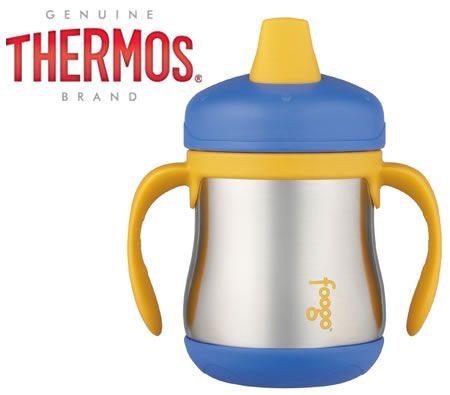 Thermos Foogo Leak-Proof Stainless Steel Vacuum Insulated Sippy Cup with Soft Rubber Spout and Handles - Blue