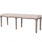 Bench Linen Solid Wood 150x40x48 cm Cream White